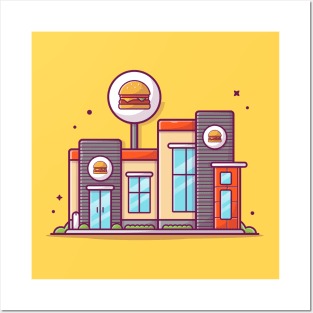 Modern Burger Shop Cartoon Posters and Art